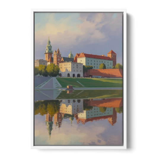 Wawel Castle Majesty - White Framed Canvas Wall Art - Front