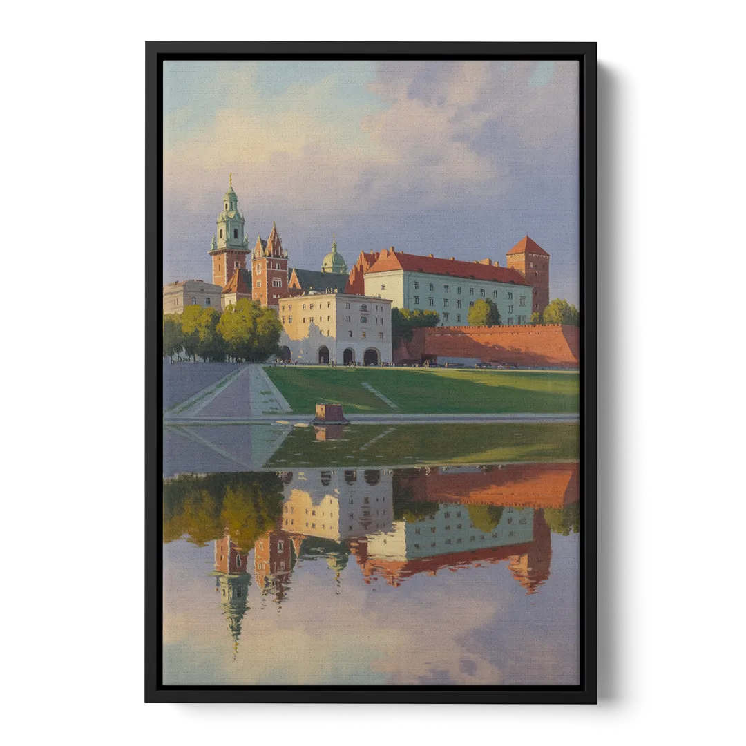 Wawel Castle Majesty Front - Black Canvas Wall Art