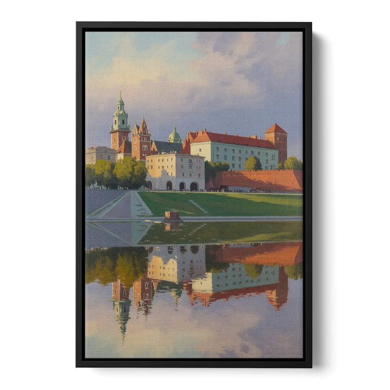 Wawel Castle Majesty Front - Black Canvas Wall Art