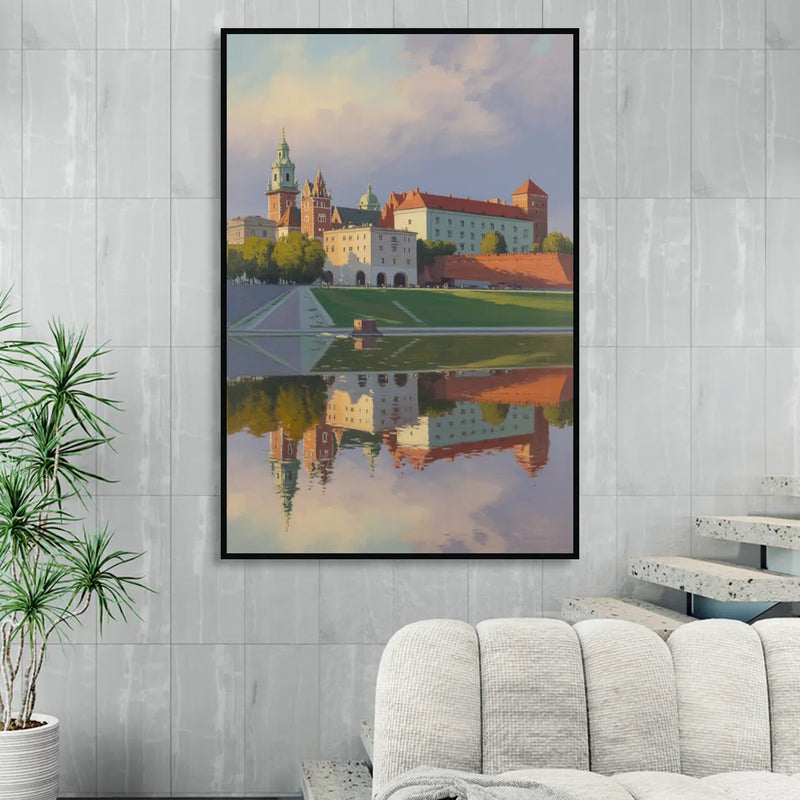 Wawel Castle Majesty Sitting Room - Black Canvas Wall Art