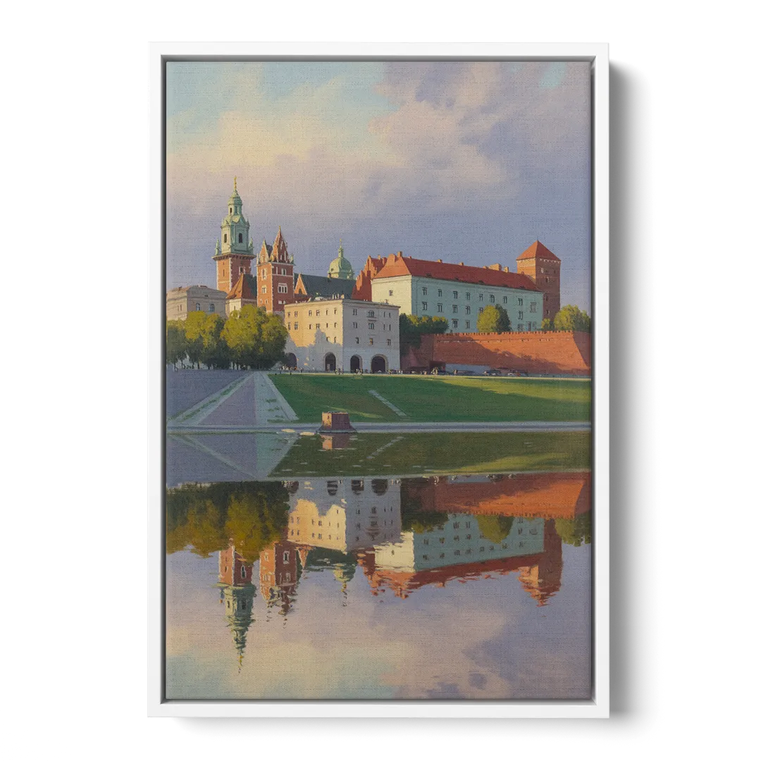 Wawel Castle Majesty Front - White Canvas Wall Art