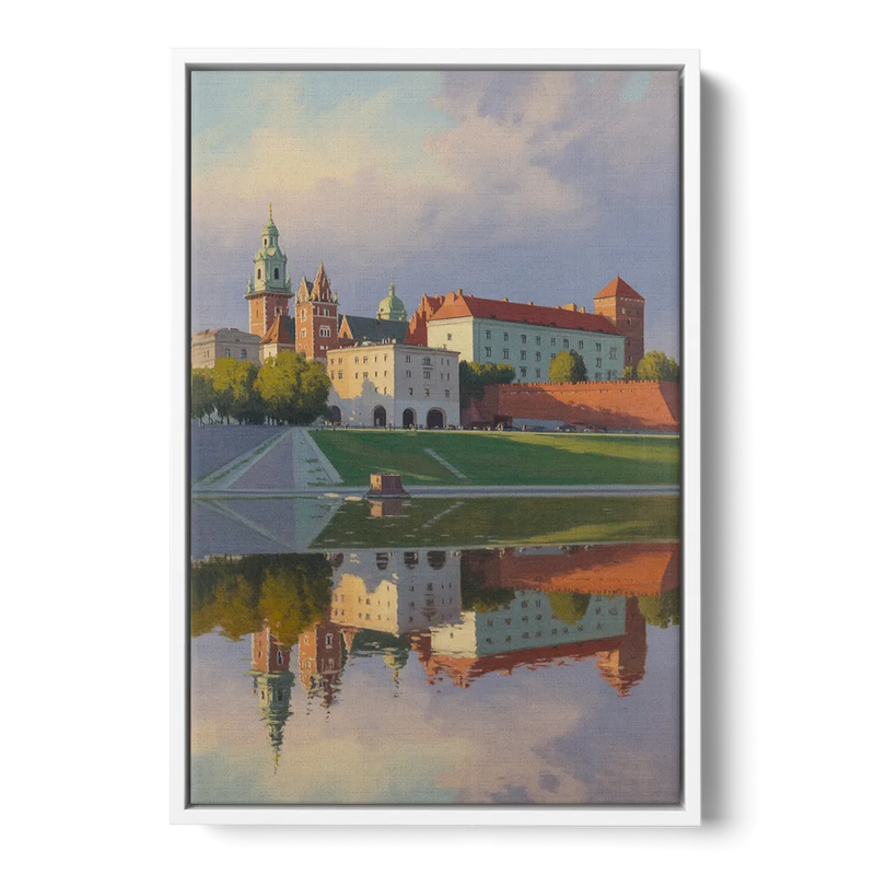 Wawel Castle Majesty Front - White Canvas Wall Art