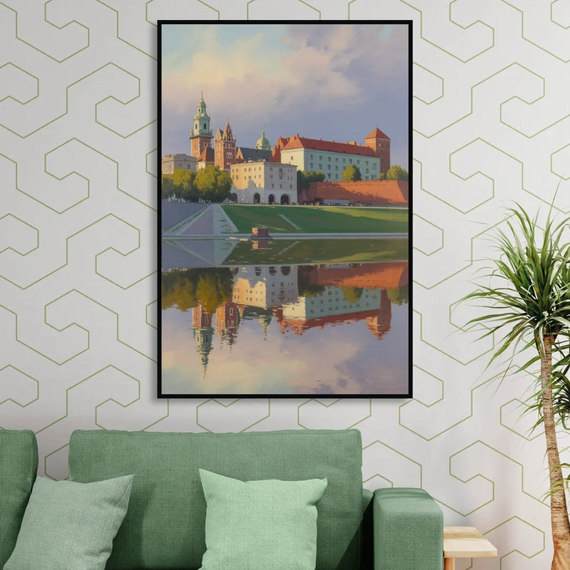 Wawel Castle Majesty Living Room - Black Canvas Wall Art