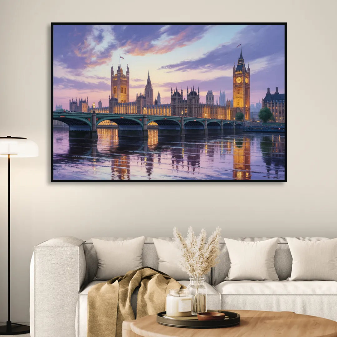 Westminster Glow Living Room - Black Canvas Wall Art