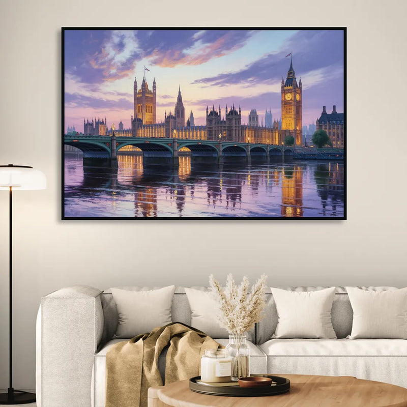 Westminster Glow Living Room - Black Canvas Wall Art