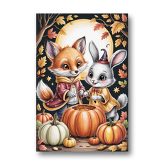 Whimsical Animals in Cute Halloween - Canvas Wall Art - Front