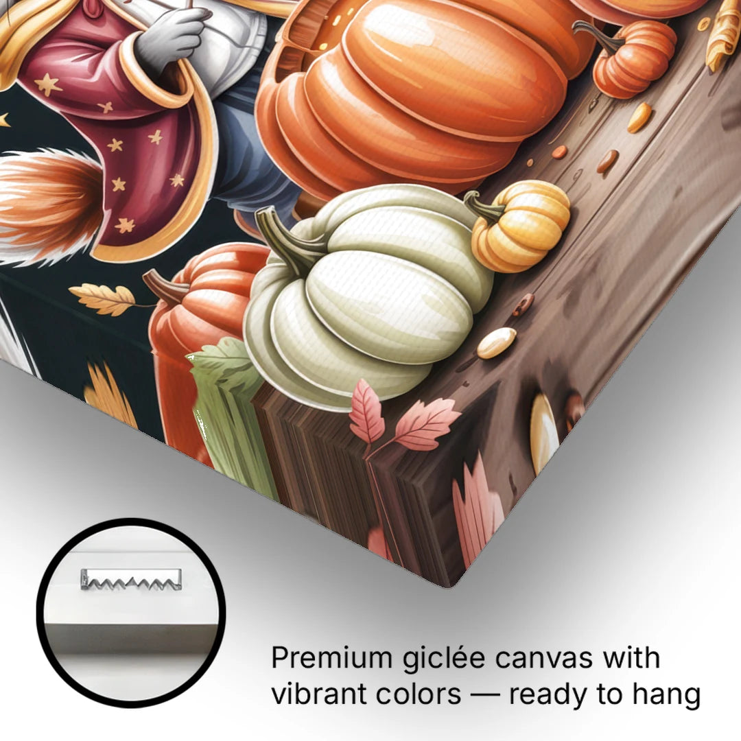 Whimsical Animals in Cute Halloween - Canvas Wall Art - Gallery Wrap Corner