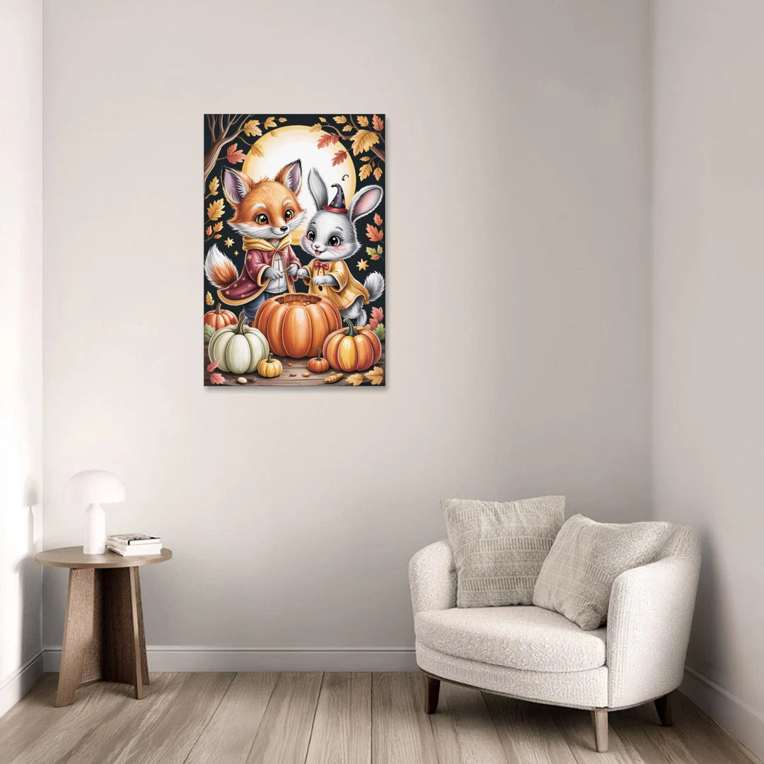 Whimsical Animals in Cute Halloween - Canvas Wall Art - Sofa - 24x36