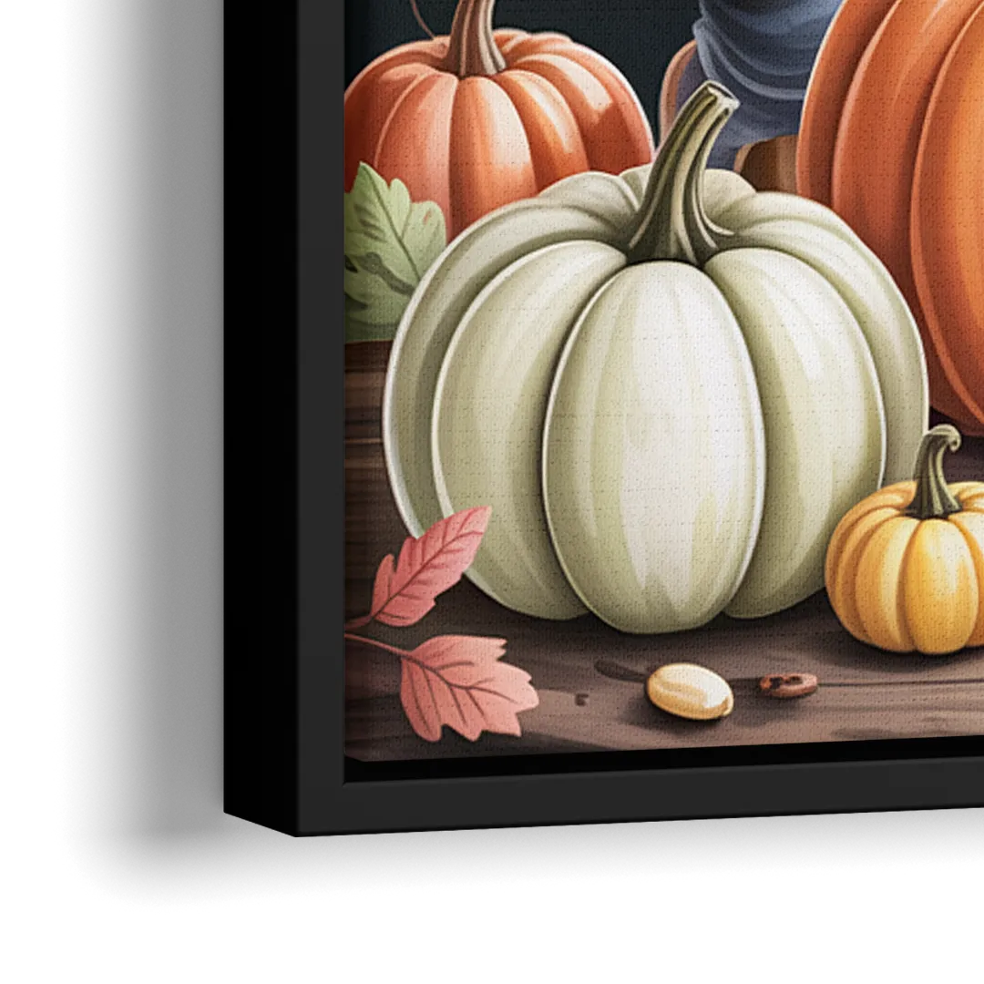 Whimsical Animals in Cute Halloween - Close-Up Black Frame Canvas