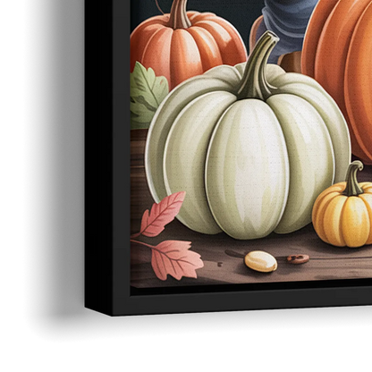 Whimsical Animals in Cute Halloween - Close-Up Black Frame Canvas