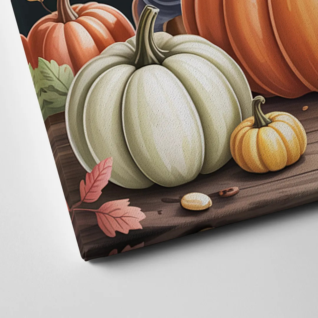 Whimsical Animals in Cute Halloween Canvas Close Up