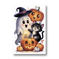 Whimsical Autumn Scene Cute Halloween - Canvas Wall Art - Front
