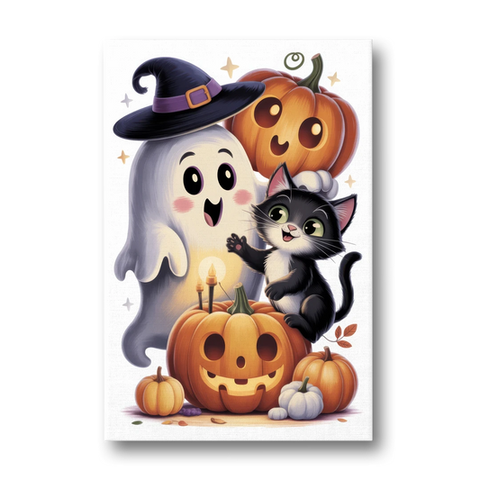 Whimsical Autumn Scene Cute Halloween - Canvas Wall Art - Front