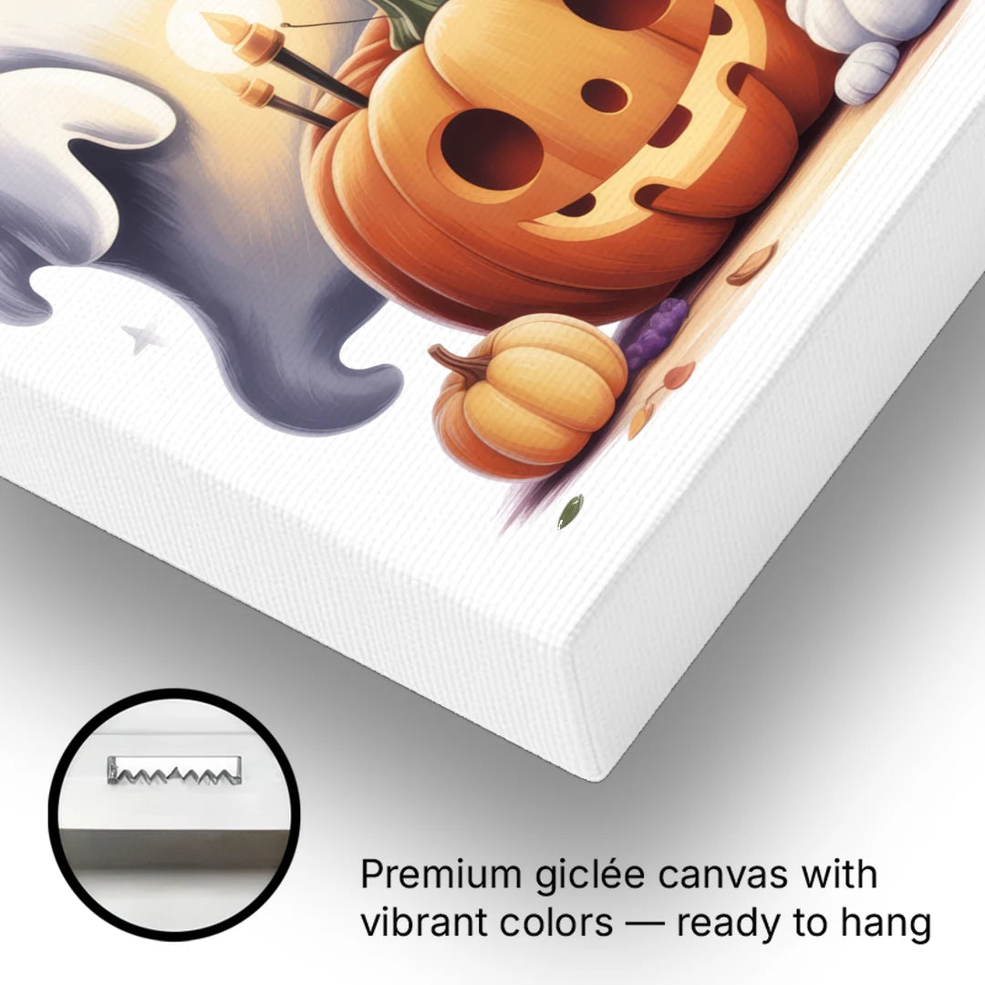 Whimsical Autumn Scene Cute Halloween - Canvas Wall Art - Gallery Wrap Corner