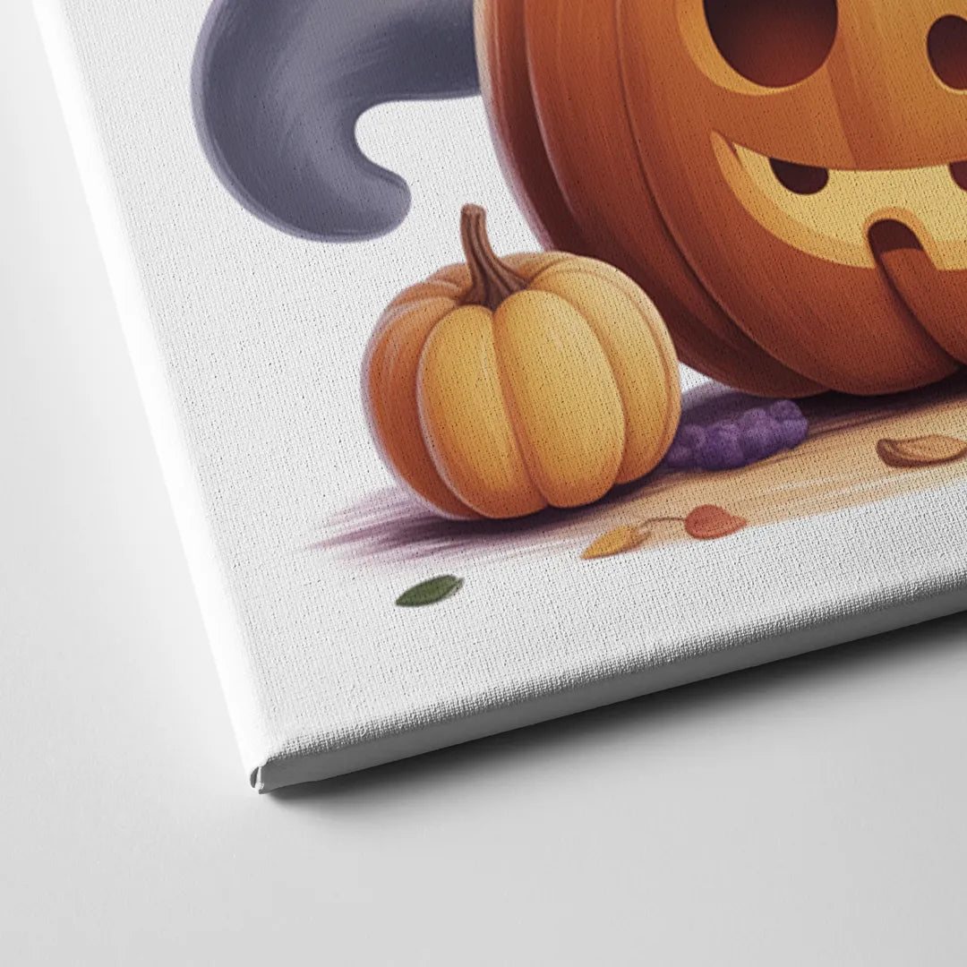 Whimsical Autumn Scene Cute Halloween Canvas Close Up