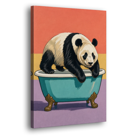 Whimsical Bathroom Wall Art of a Lounging Panda - Canvas Wall Art - Side