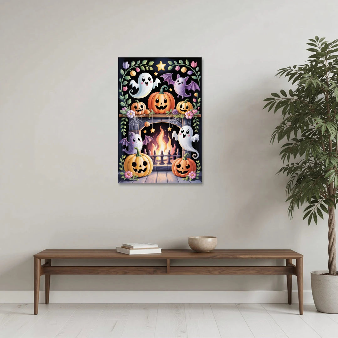 Whimsical Creatures Cute Halloween - Canvas Wall Art - Coffee Table - 24x36