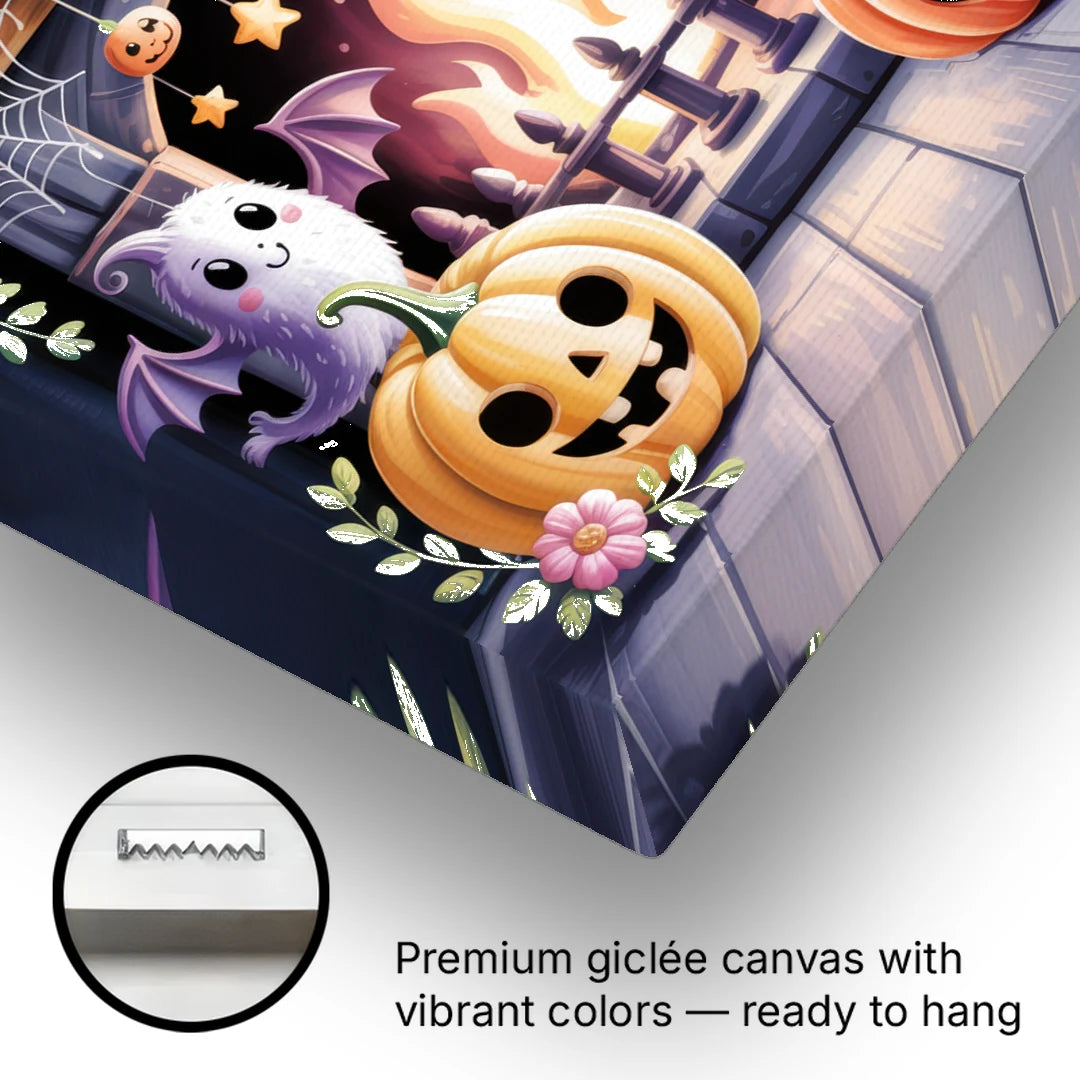 Whimsical Creatures Cute Halloween - Canvas Wall Art - Gallery Wrap Corner