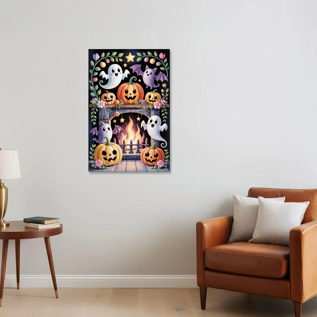 Whimsical Creatures Cute Halloween - Canvas Wall Art - Sofa - 24x36