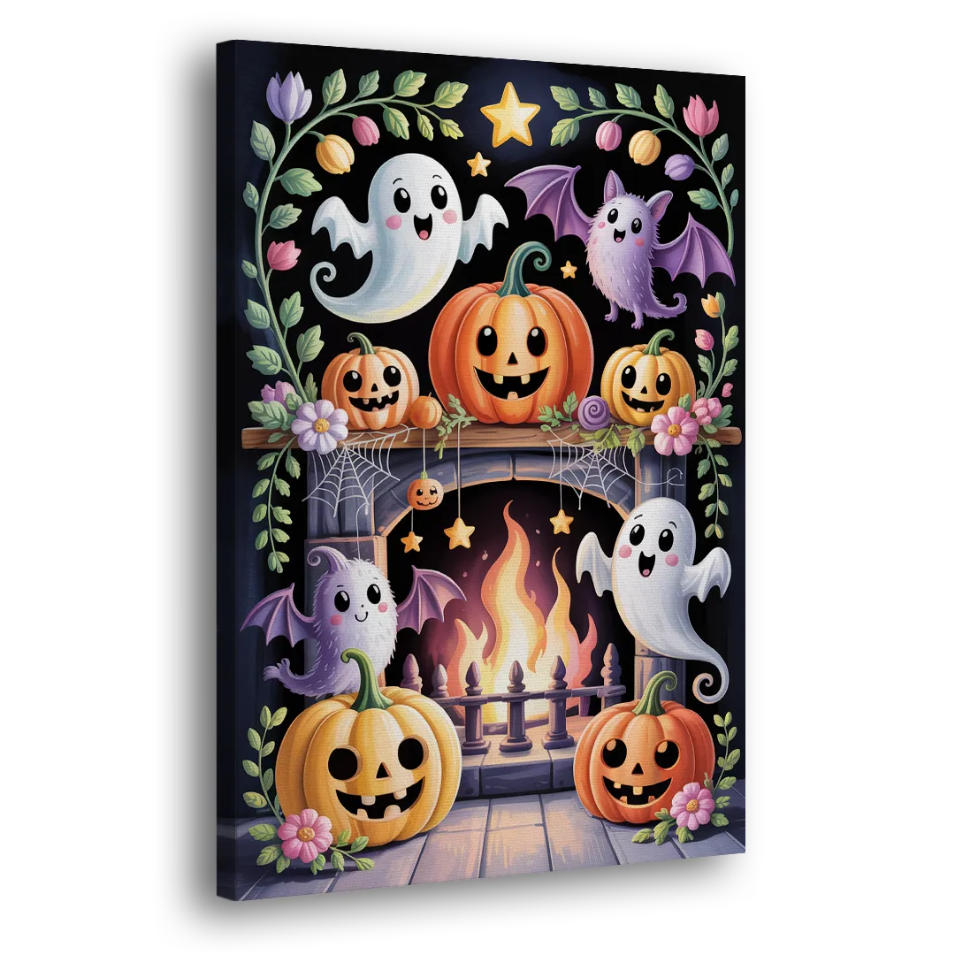 Whimsical Creatures Cute Halloween Side - Canvas Wall Art