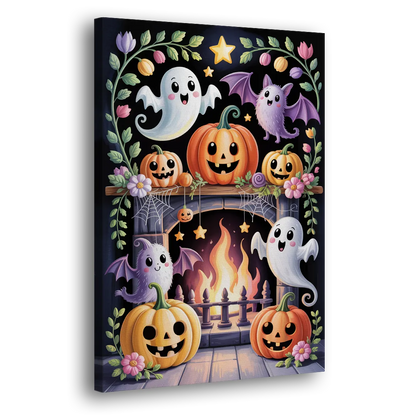 Whimsical Creatures Cute Halloween Side - Canvas Wall Art