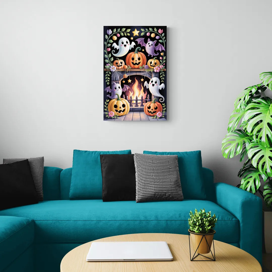 Whimsical Creatures Cute Halloween - Canvas Wall Art Living Room