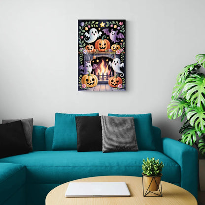 Whimsical Creatures Cute Halloween - Canvas Wall Art Living Room