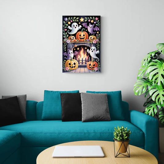 Whimsical Creatures Cute Halloween - Canvas Wall Art Living Room