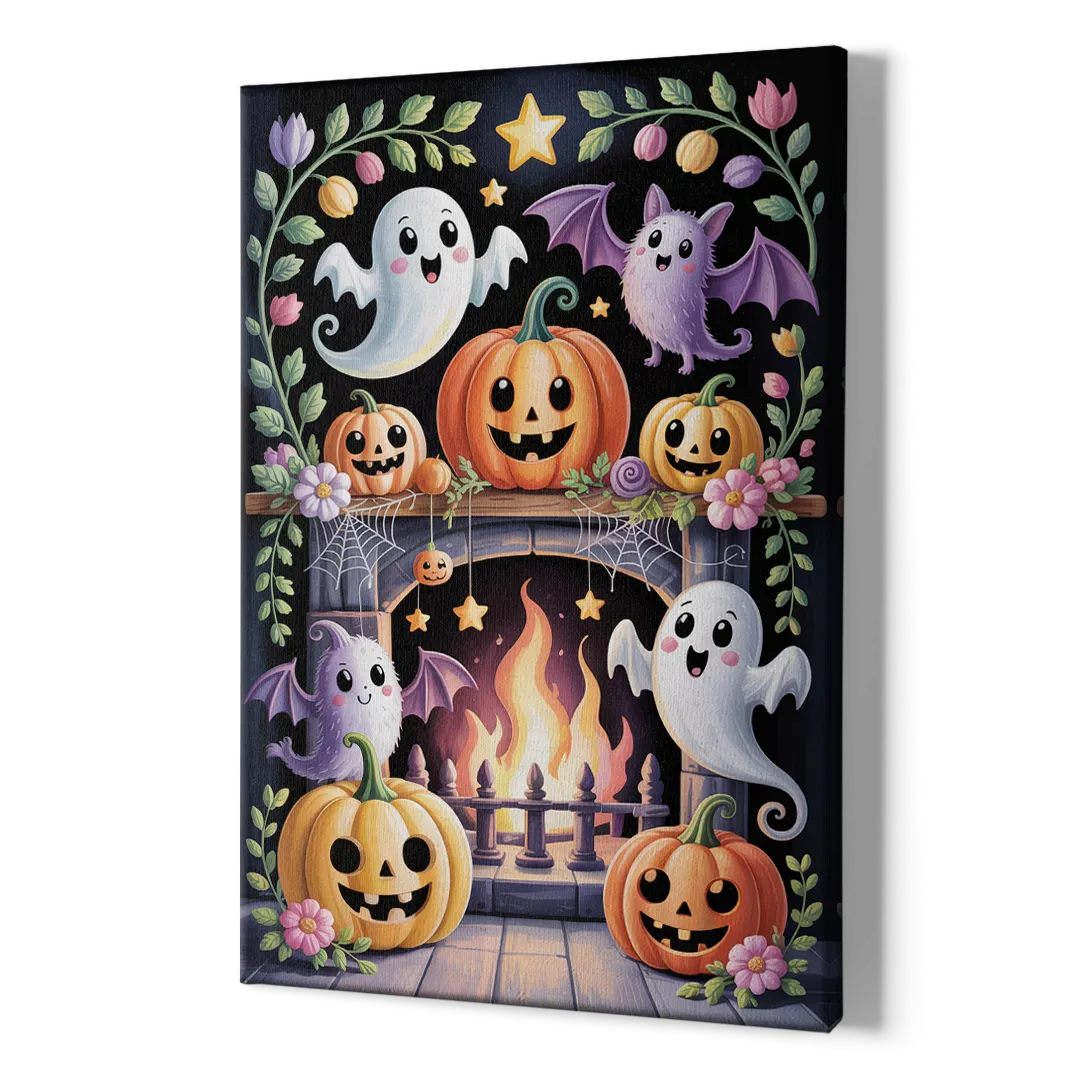 Whimsical Creatures Cute Halloween - Canvas Print Art Sides