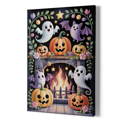 Whimsical Creatures Cute Halloween - Canvas Print Art Sides
