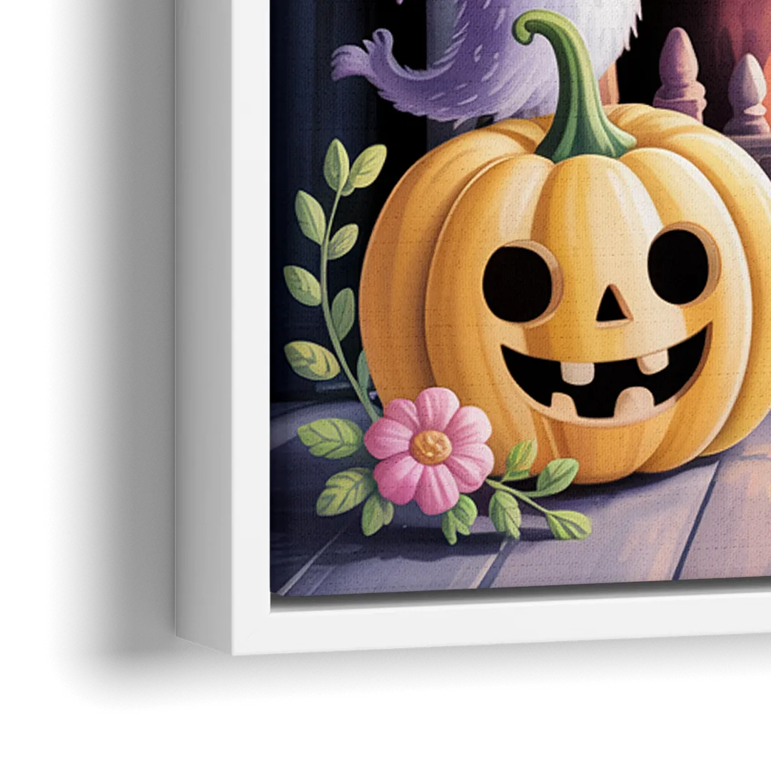 Whimsical Creatures Cute Halloween - Close-Up White Frame Canvas