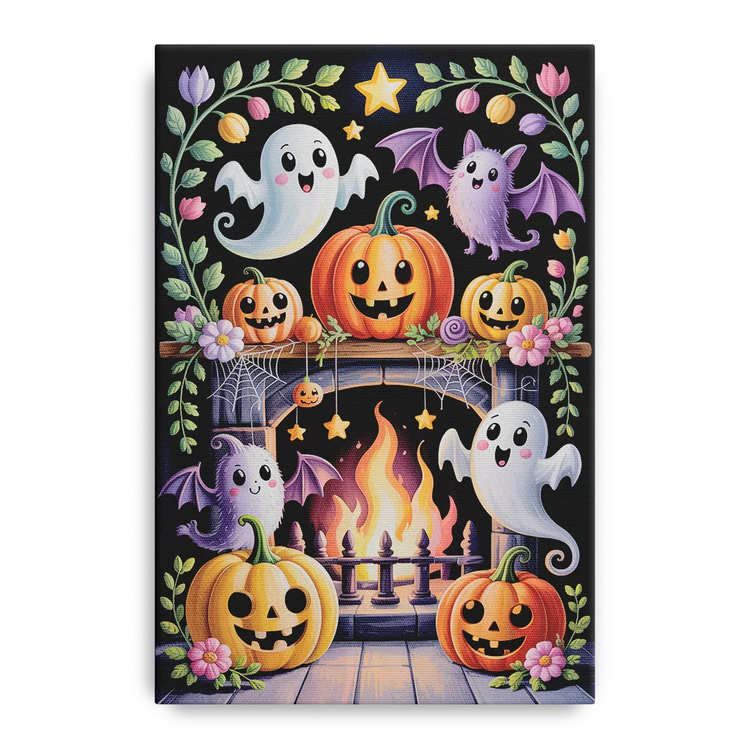 Whimsical Creatures Cute Halloween Front - Canvas Wall Art