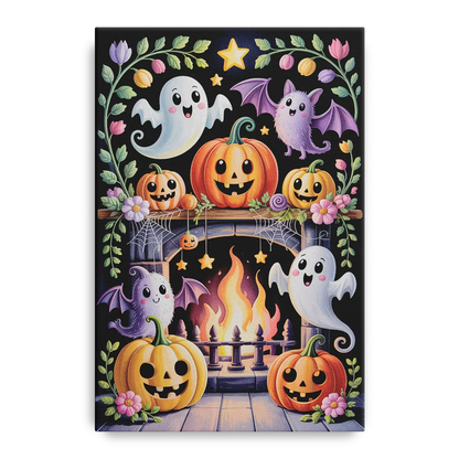 Whimsical Creatures Cute Halloween Front - Canvas Wall Art