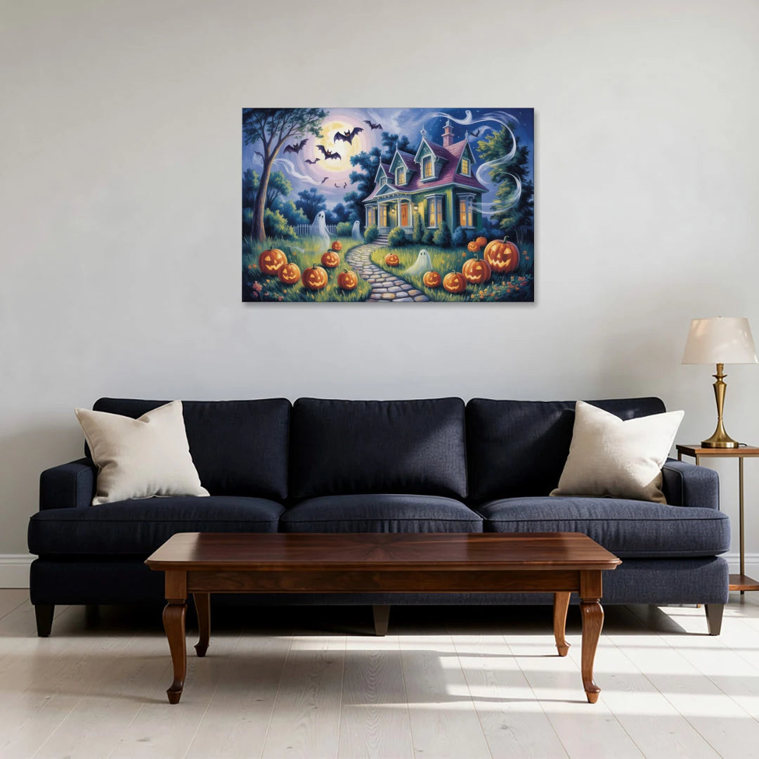 Whimsical Enchantment Victorian Halloween - Canvas Wall Art - Sofa - 36x24