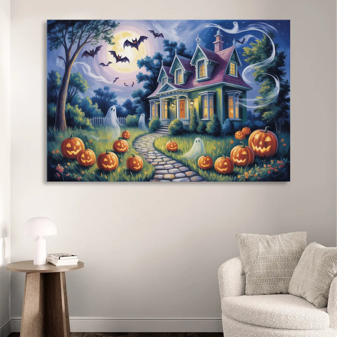 Whimsical Enchantment Victorian Halloween Sitting Room - Canvas Wall Art