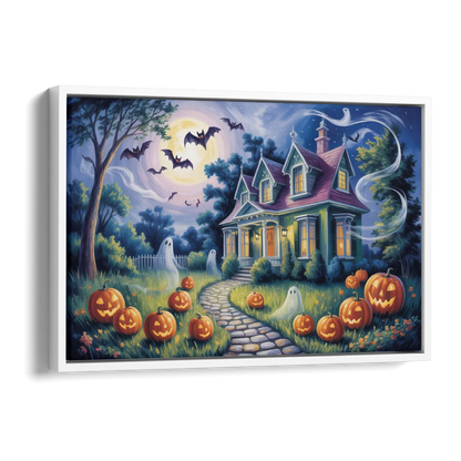 Whimsical Enchantment Victorian Halloween Side - White Canvas Wall Art