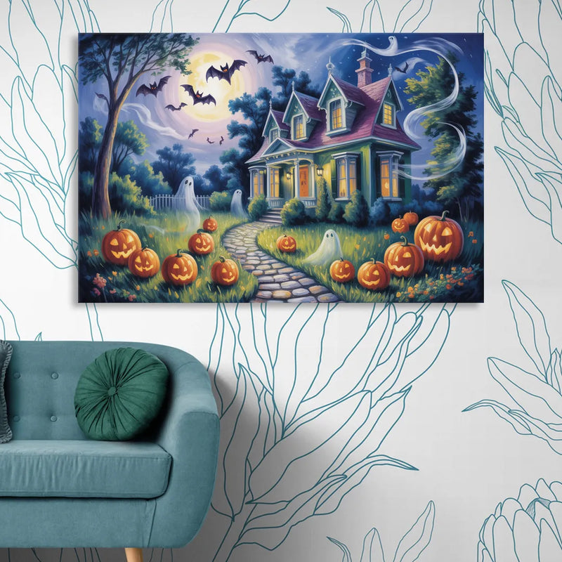 Whimsical Enchantment Victorian Halloween Living Room - Canvas Wall Art