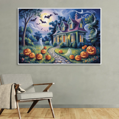 Whimsical Enchantment Victorian Halloween Sitting Room - White Canvas Wall Art