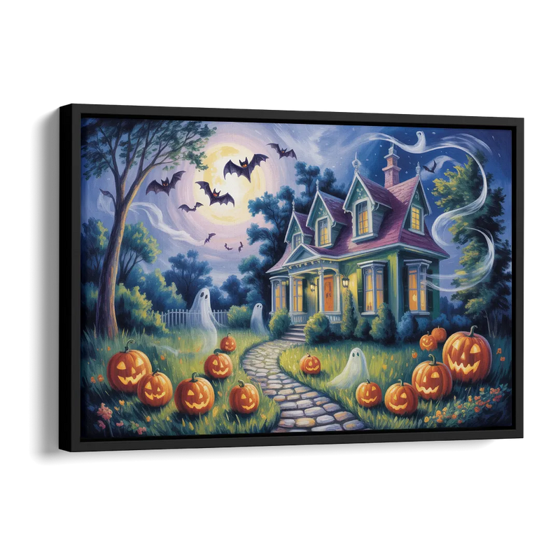 Whimsical Enchantment Victorian Halloween Side - Black Canvas Wall Art