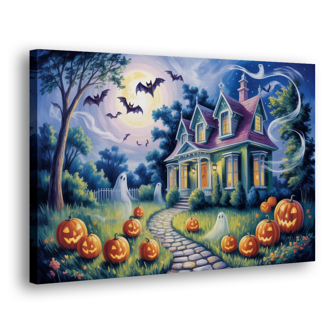 Whimsical Enchantment Victorian Halloween Side - Canvas Wall Art