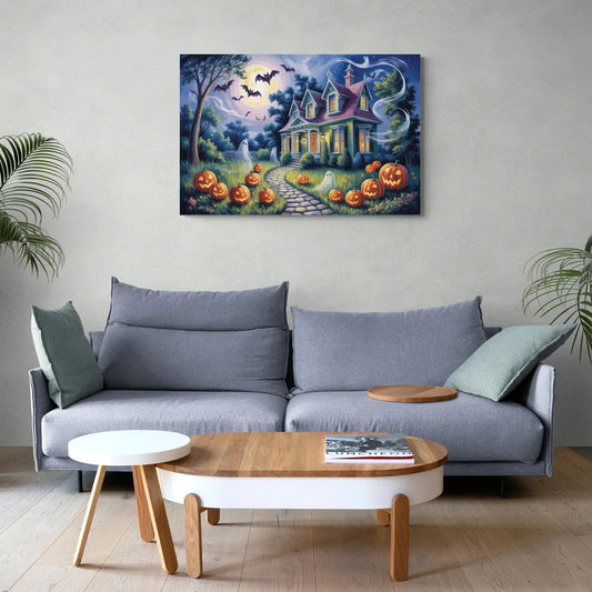 Whimsical Enchantment Victorian Halloween - Canvas Wall Art Living Room
