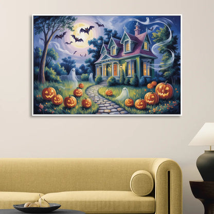 Whimsical Enchantment Victorian Halloween Living Room - White Canvas Wall Art
