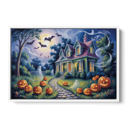 Whimsical Enchantment Victorian Halloween Front - White Canvas Wall Art