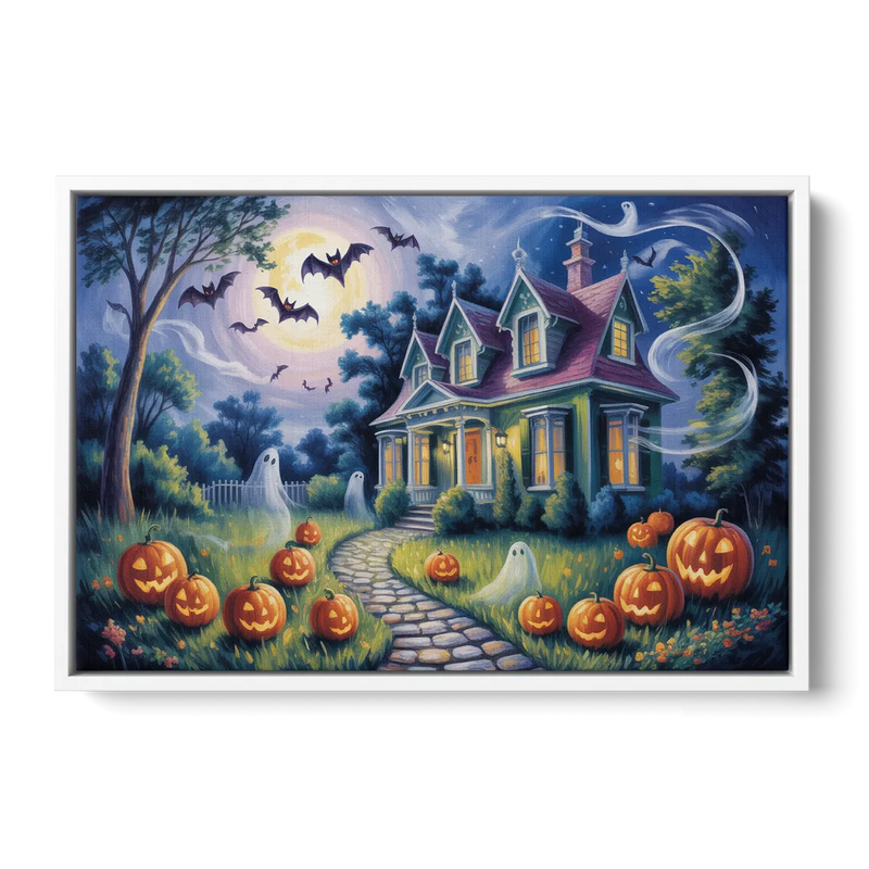 Whimsical Enchantment Victorian Halloween Front - White Canvas Wall Art