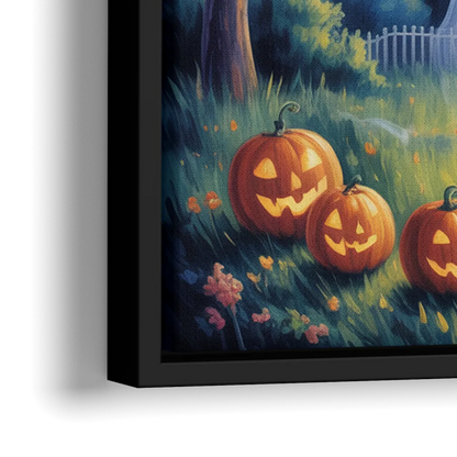 Whimsical Enchantment Victorian Halloween - Close-Up Black Frame Canvas