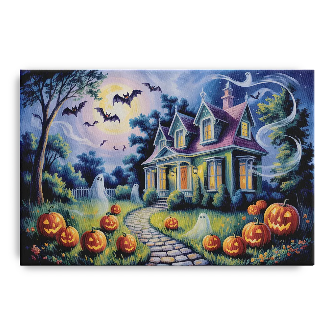 Whimsical Enchantment Victorian Halloween Front - Canvas Wall Art