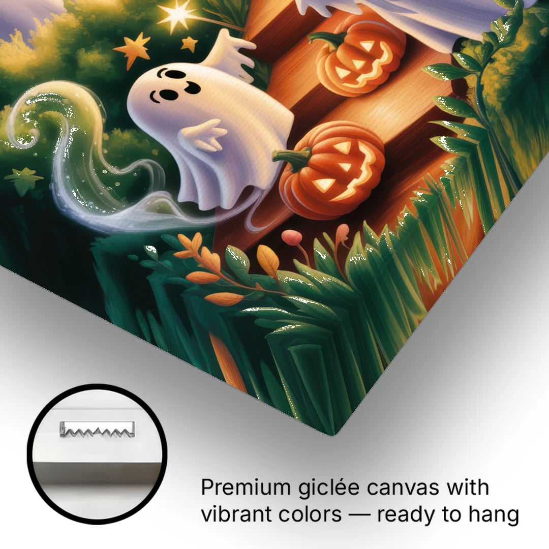 Whimsical Forest Magic  Cute Halloween - Canvas Wall Art - Gallery Wrap Corner