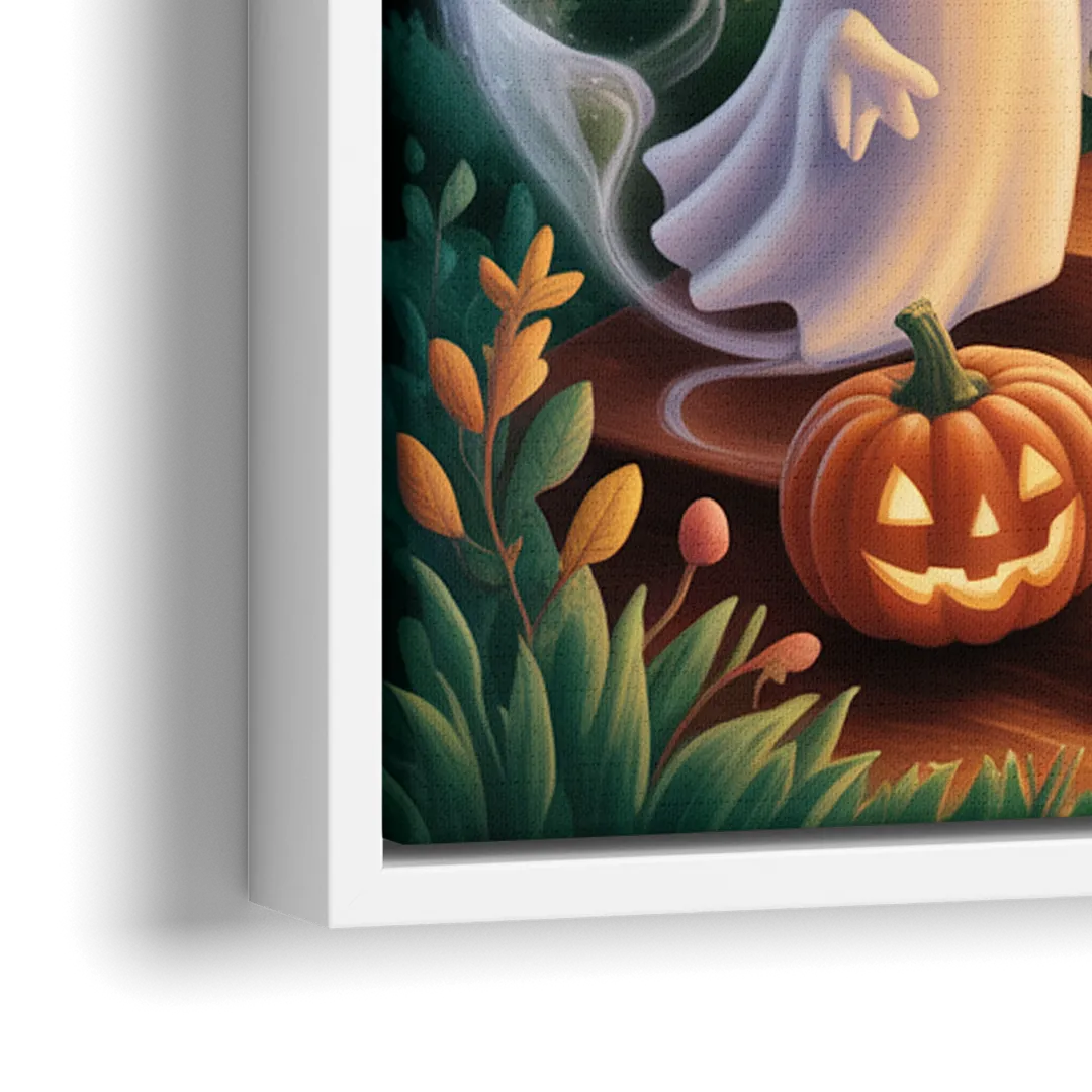 Whimsical Forest Magic  Cute Halloween - Close-Up White Frame Canvas
