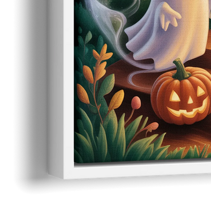 Whimsical Forest Magic  Cute Halloween - Close-Up White Frame Canvas