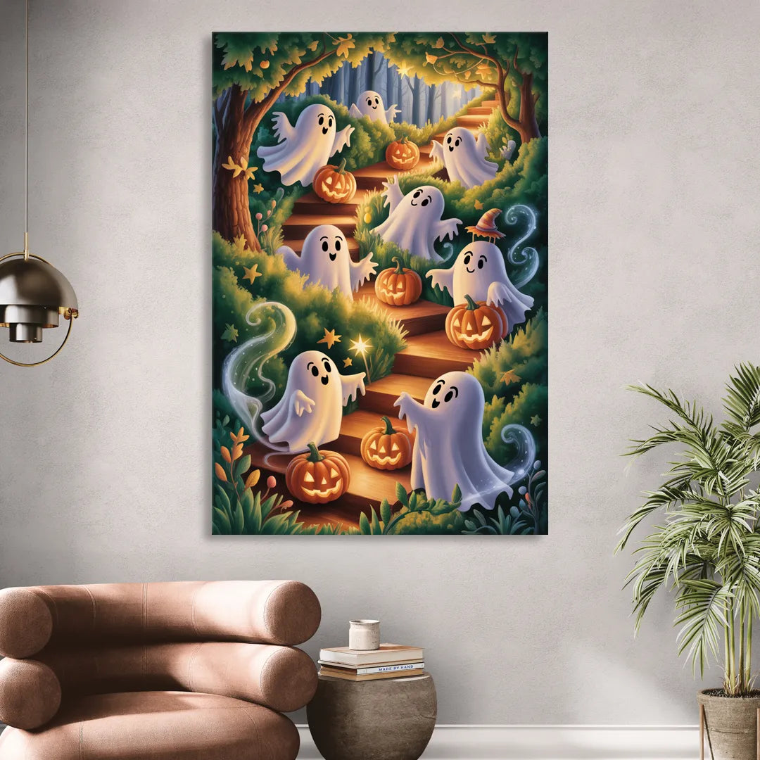 Whimsical Forest Magic  Cute Halloween Sitting Room - Canvas Wall Art